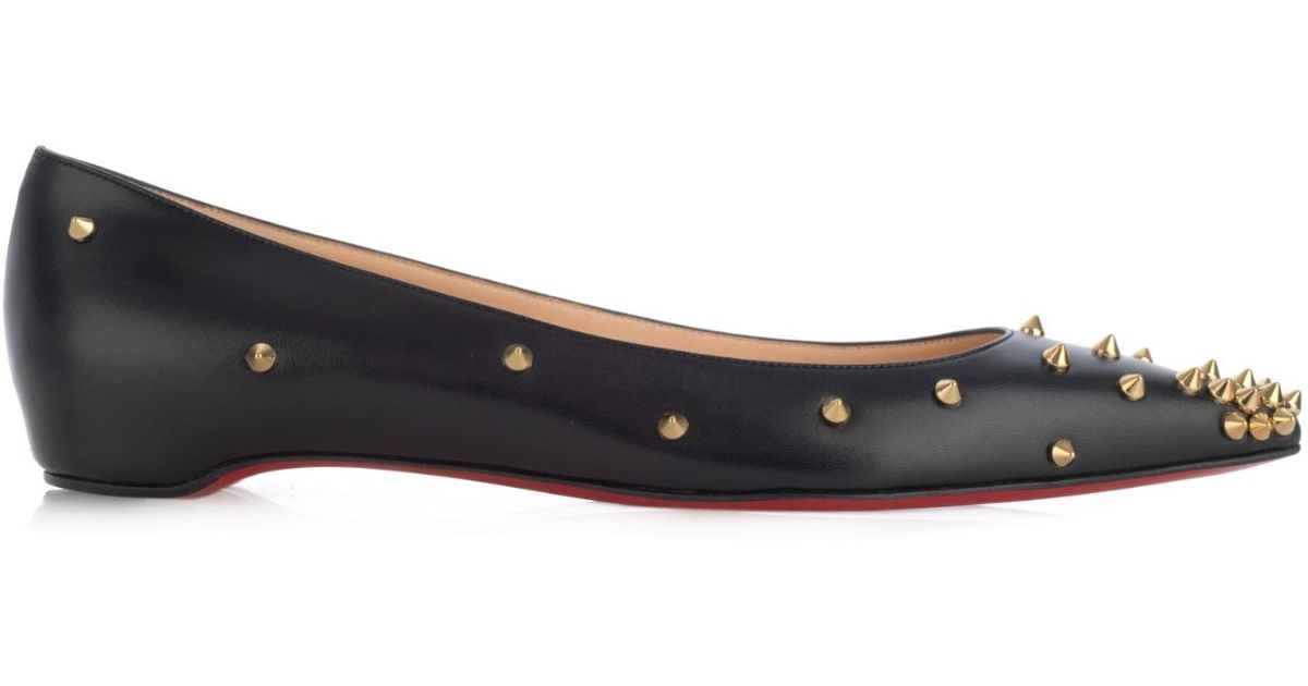 christian louboutin mens shoes replica - Christian louboutin Degraspike Stud-Embellished Flats in Black ...