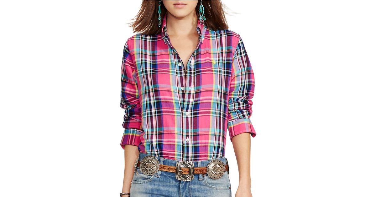 ralph lauren pink plaid shirt