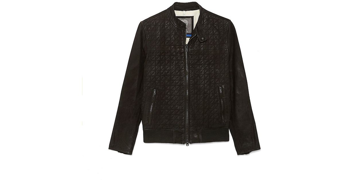 Vince Camuto Black Triangle Quilted Leather Jacket For Men Lyst