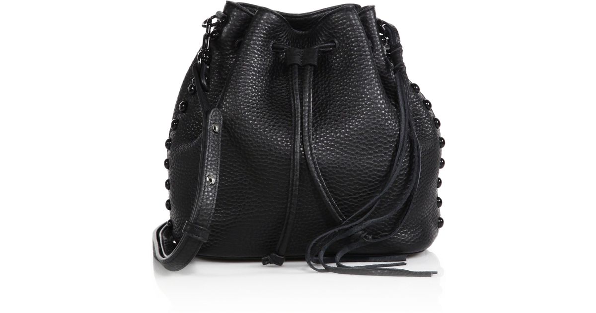 Lyst Rebecca Minkoff Studded Leather Bucket Bag In Black