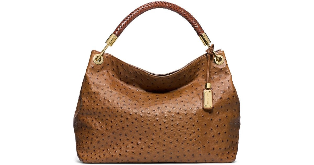 Michael Kors Brown Ostrich Purse Best Image Ccdbb Org Lyst Michael Kors Large Skorpios Ostrich Hobo In Brown
