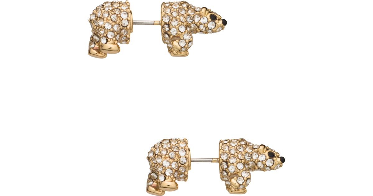 Lyst Kate Spade New York Cold Comforts Polar Bear Studs In Metallic