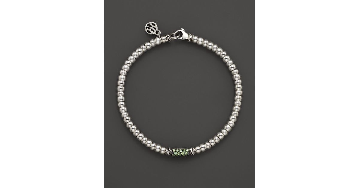 Lyst John Hardy Bedeg Silver Lava Beaded Bracelet With Tsavorite Lyst John Hardy Bedeg Silver Lava Beaded Bracelet With Tsavorite In Metallic