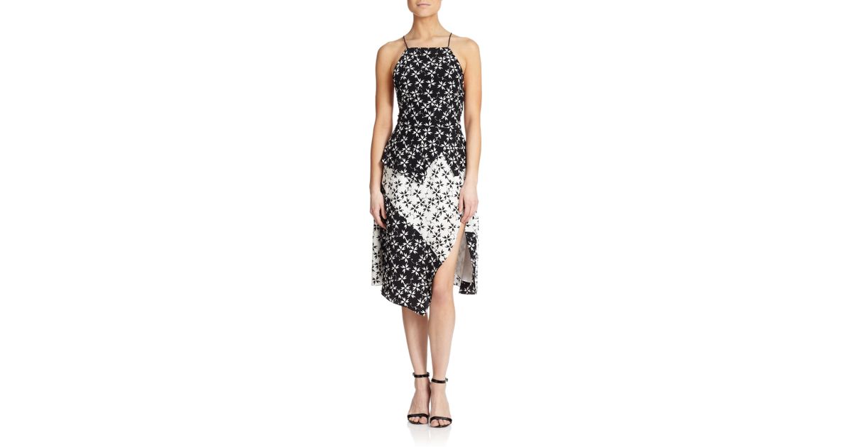 Tanya Taylor Crawford Silk Printed Dress In Black (black - White) 