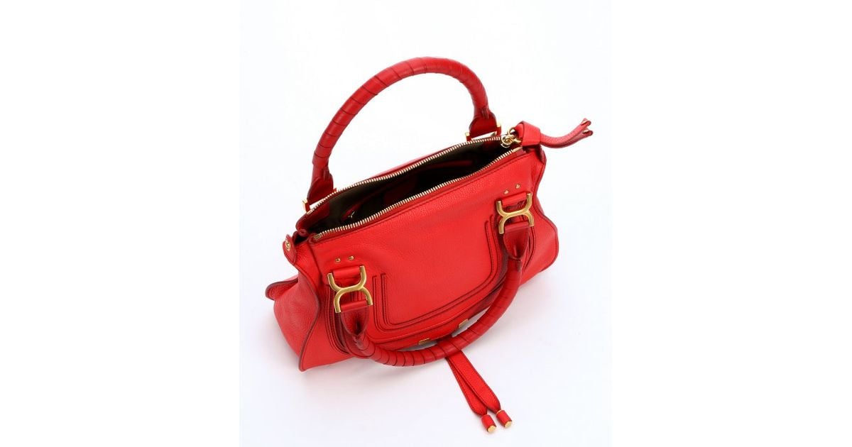 Chlo Plaid Red Leather \u0026#39;Marcie\u0026#39; Convertible Tote Bag in Red | Lyst  