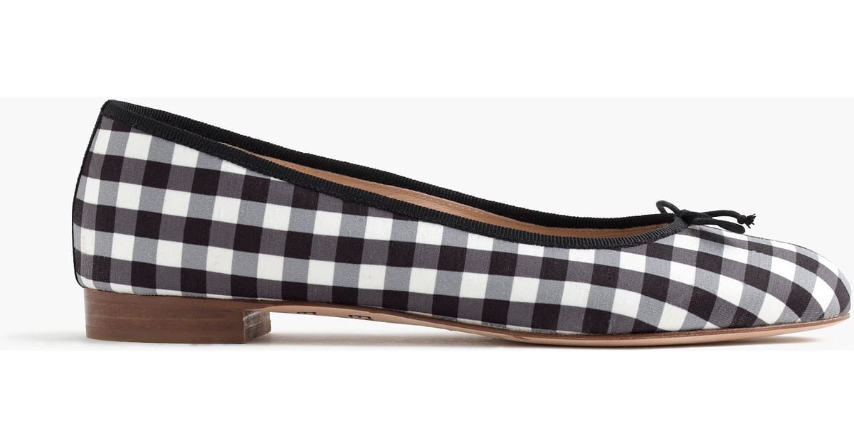 black and white gingham flats