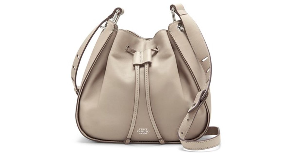 Lyst Vince Camuto Rayli Leather Bucket Bag In Natural