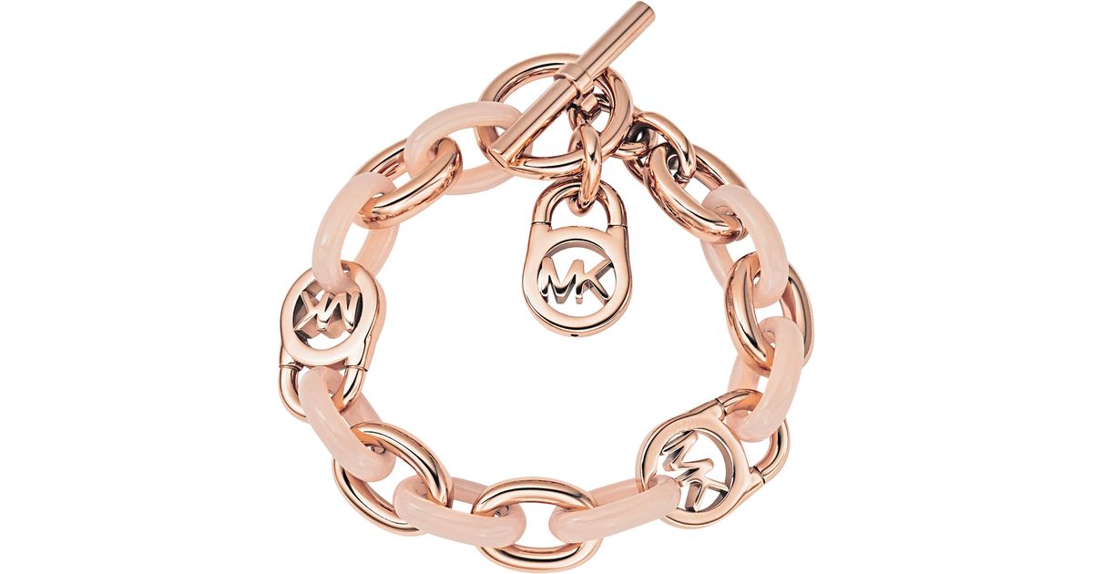 Lyst Michael Kors Heritage Rose Gold Tone And Blush Chain Bracelet Lyst Michael Kors Heritage Rose Gold Tone And Blush Chain Bracelet In Pink