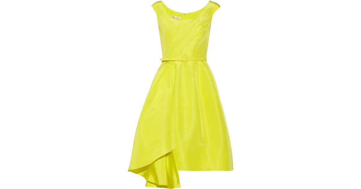 Oscar de la renta Silkfaille Dress in Yellow | Lyst