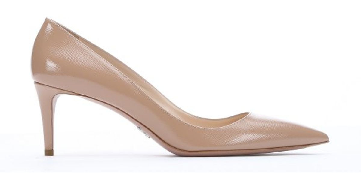 Prada Camel Patent Saffiano Leather Pumps in Brown (camel) - Save ...  