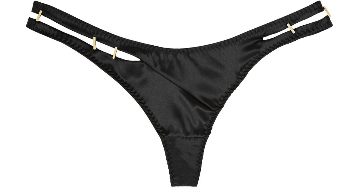 Lyst Agent Provocateur Patti Embellished Stretch Silk Satin Thong In 
