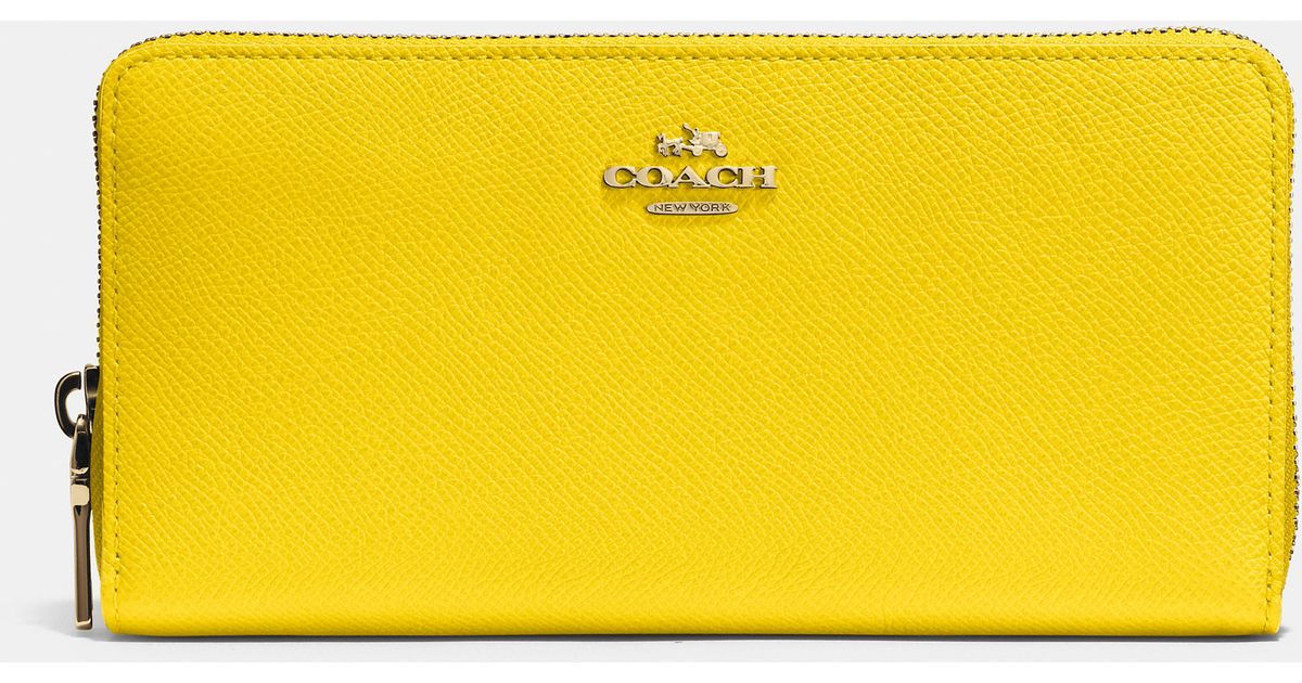 Lyst Coach Accordion Zip Wallet In Crossgrain Leather Yellow