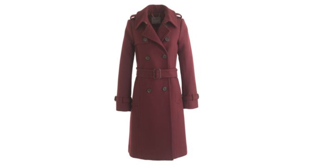 J.crew Icon Trench Coat In WoolCashmere in Red Lyst