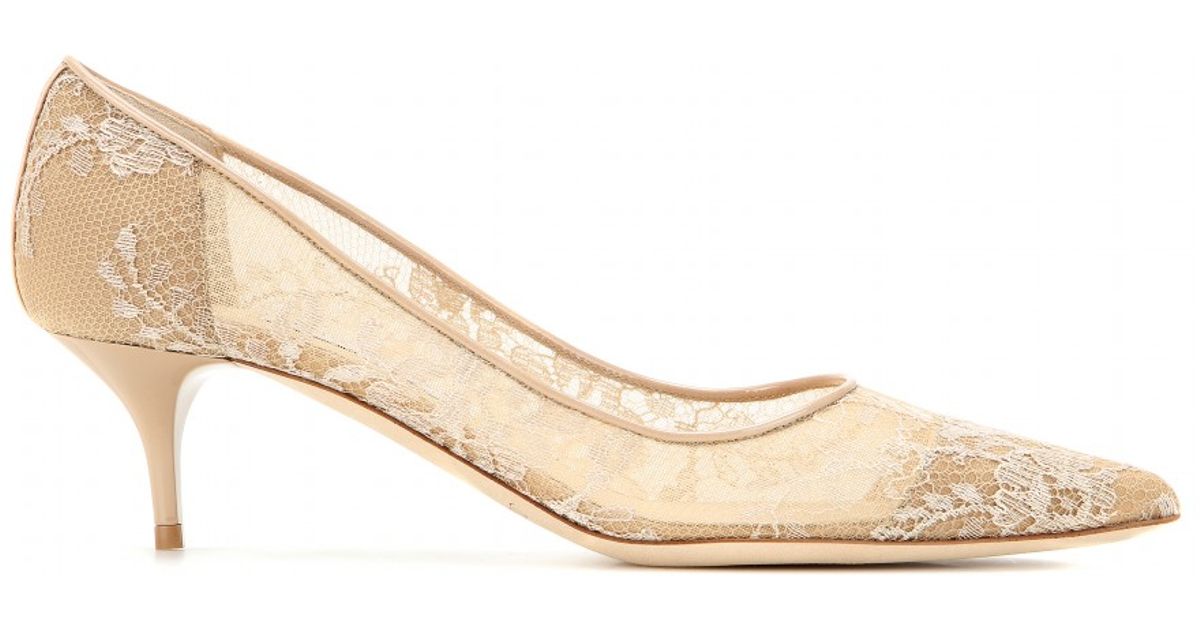 Lyst - Jimmy Choo Aza Lace Pumps in Natural