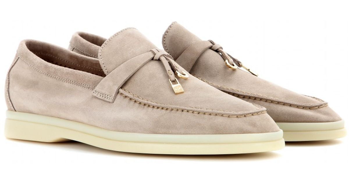 Lyst - Loro Piana Summer Charms Suede Loafers in Metallic