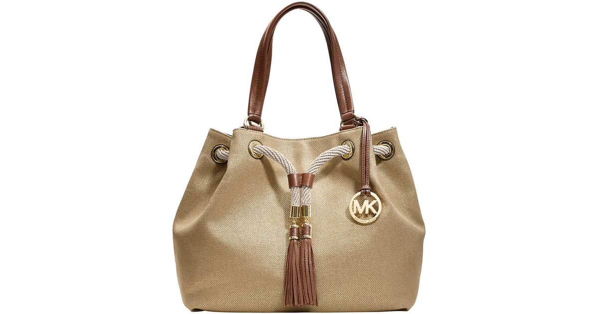 Lyst - Michael michael kors Marina Canvas Large Gathered Tote Bag in ...