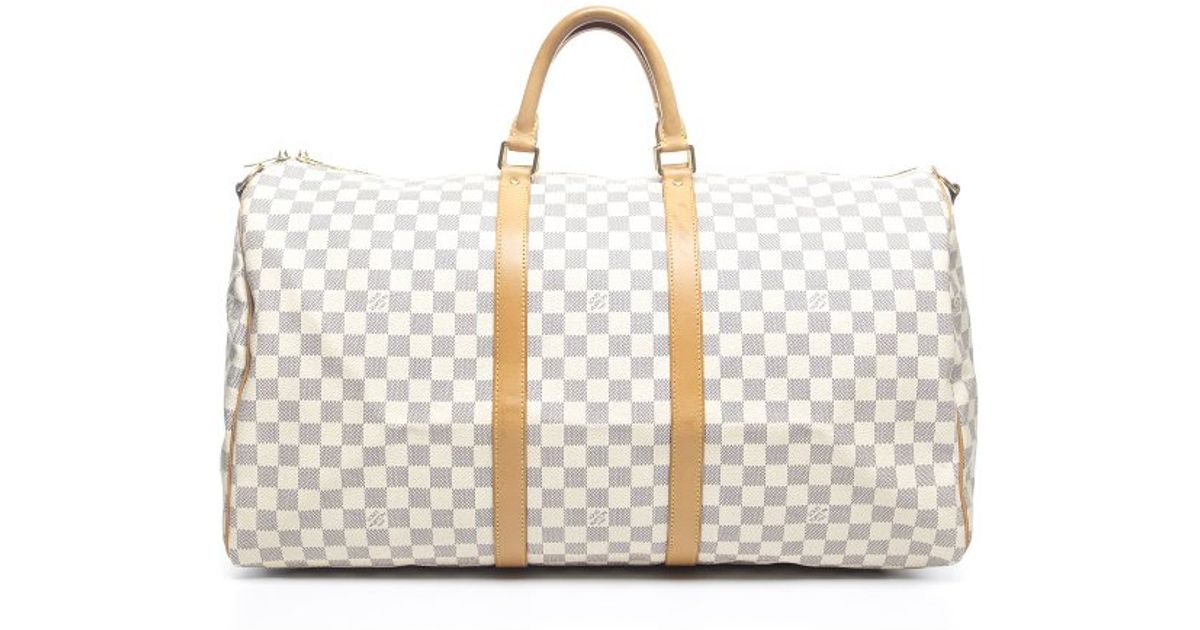 Lyst Louis Vuitton Pre Owned Damier Azur Keepall 55 Bag In White