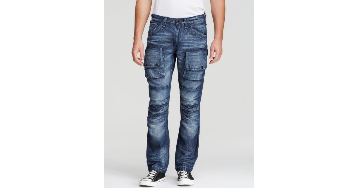 Lyst Prps Jeans Course Cargo Straight Fit In Distressed Medium Wash in Blue for Men