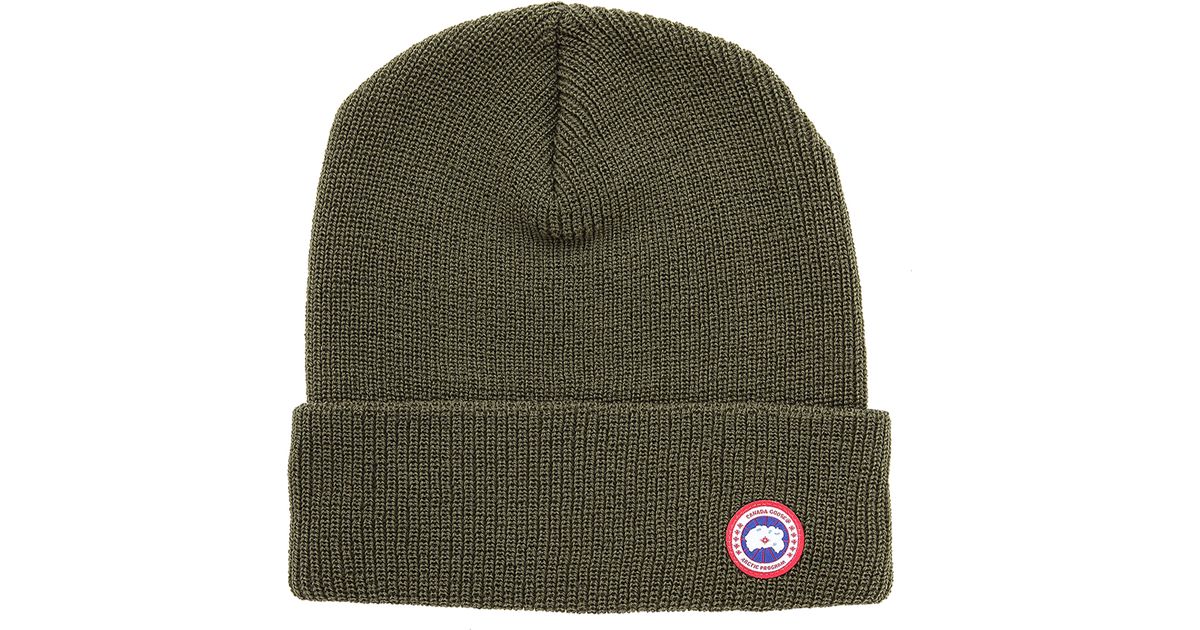 Canada Goose down online store - Canada goose Logo Patch Beanie in Green for Men | Lyst