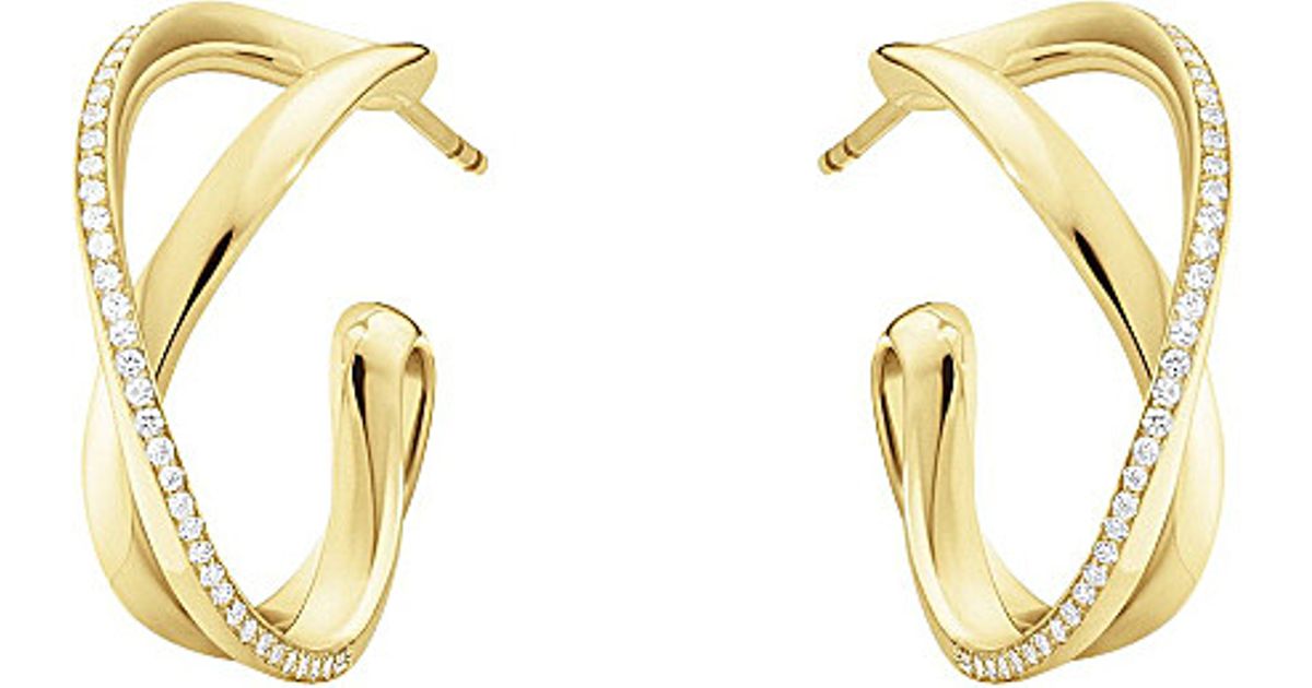 Georg Jensen Infinity 18ct Yellow Gold And Diamond Hoop Earrings In Georg Jensen Infinity 18ct Yellow Gold And Diamond Hoop Earrings In Lyst