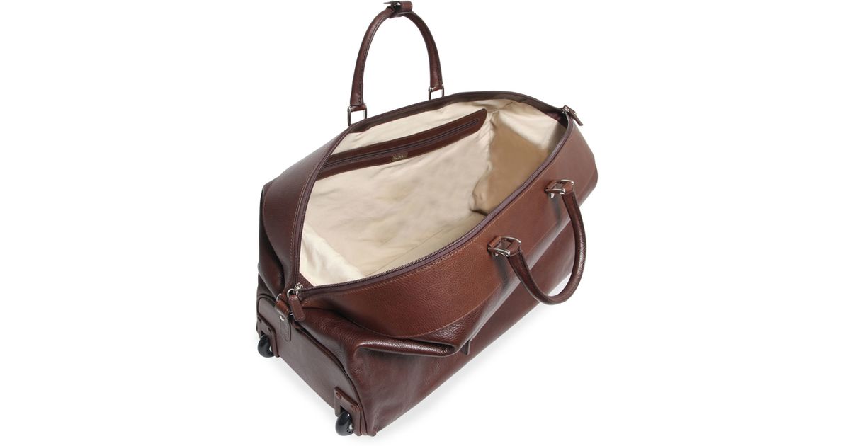 T. anthony Two-wheel Leather Carryon Duffel Bag in Brown for Men | Lyst