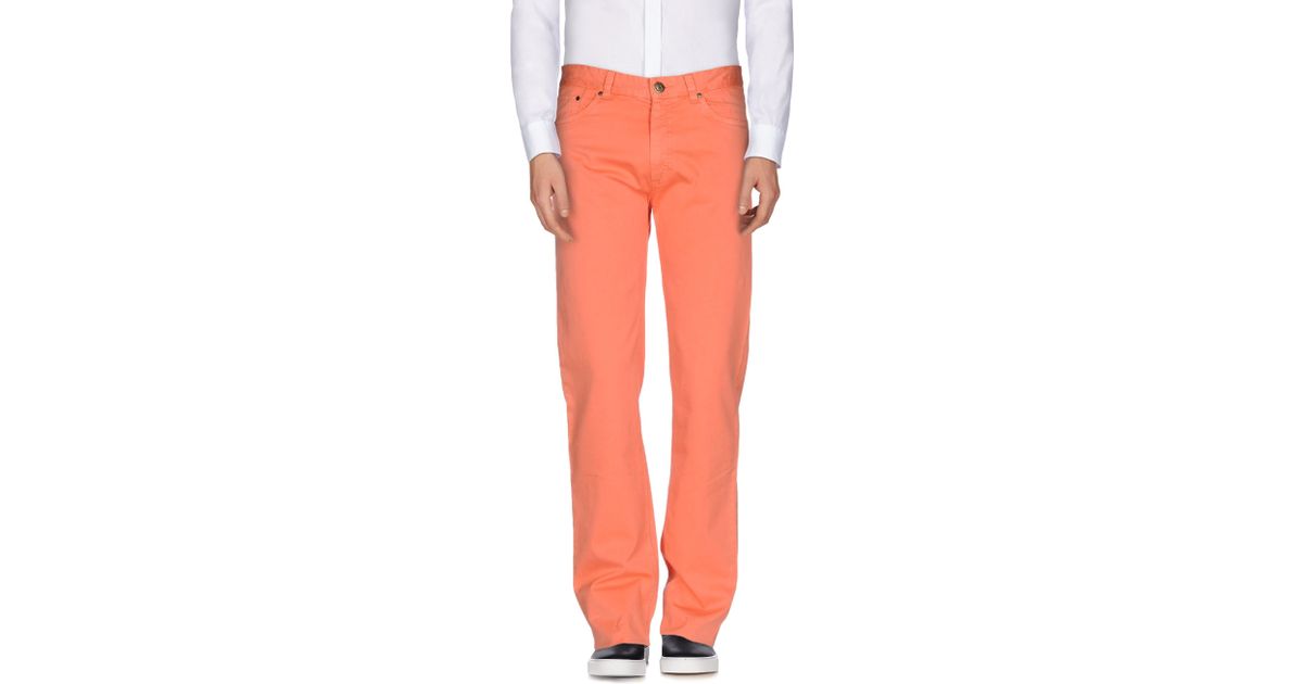 salmon pink trousers