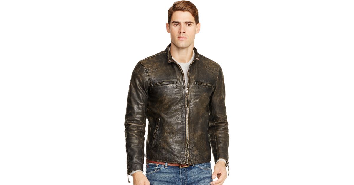 Lyst Polo Ralph Lauren Leather Café Racer Jacket In Black For Men