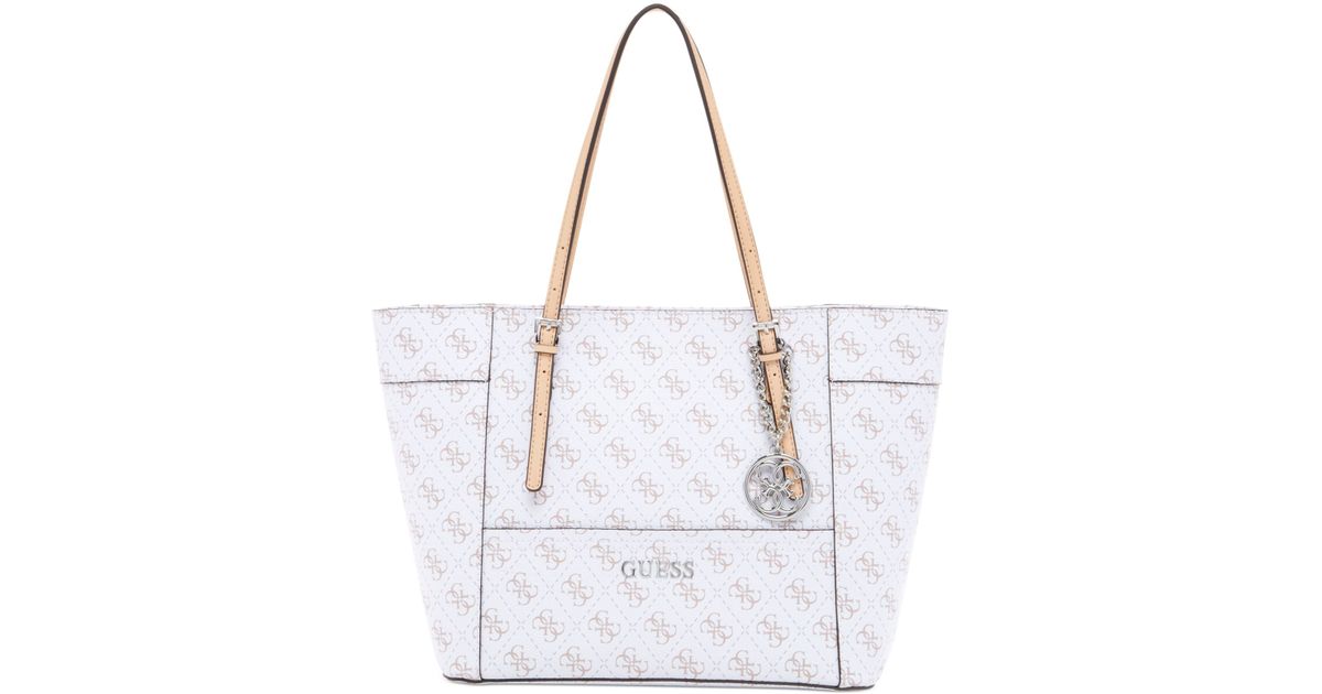 Lyst Guess Delaney Signature Small Classic Tote In White