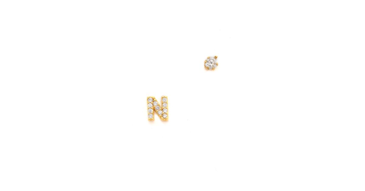 Lyst Tai Alphabet Earrings In Metallic