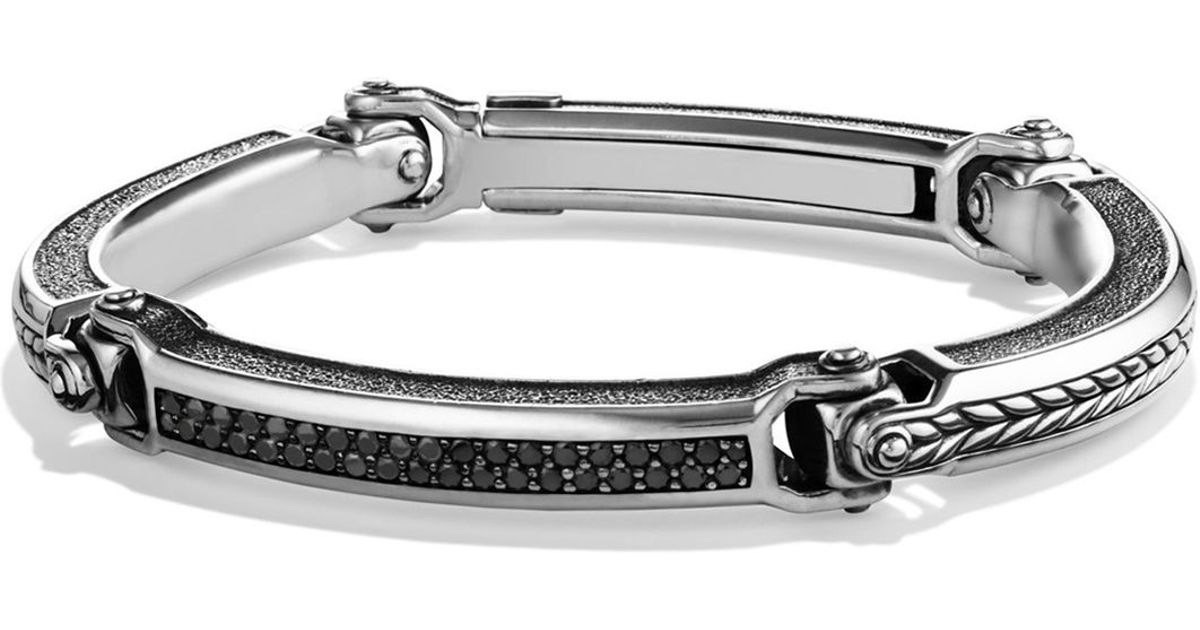 Lyst David Yurman Chevron Id Bracelet With Black Diamonds In Lyst David Yurman Chevron Id Bracelet With Black Diamonds In Metallic For Men