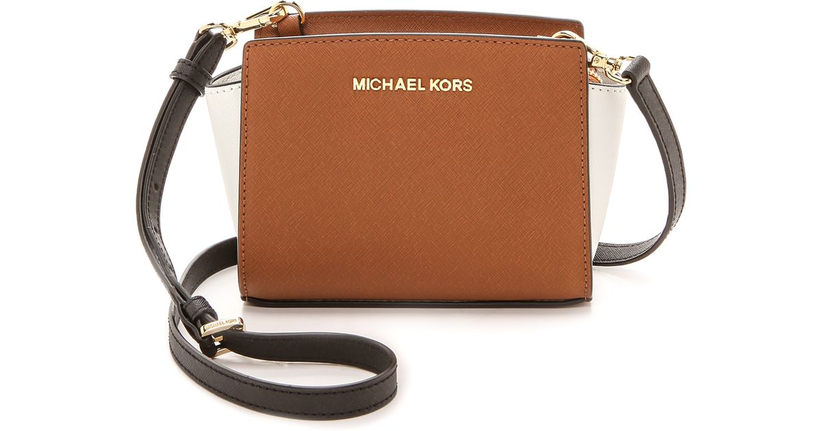 Lyst Michael Kors Colorblock Selma Mini Messenger Bag Lyst Michael Kors Colorblock Selma Mini Messenger Bag Luggagewhiteblack In Brown