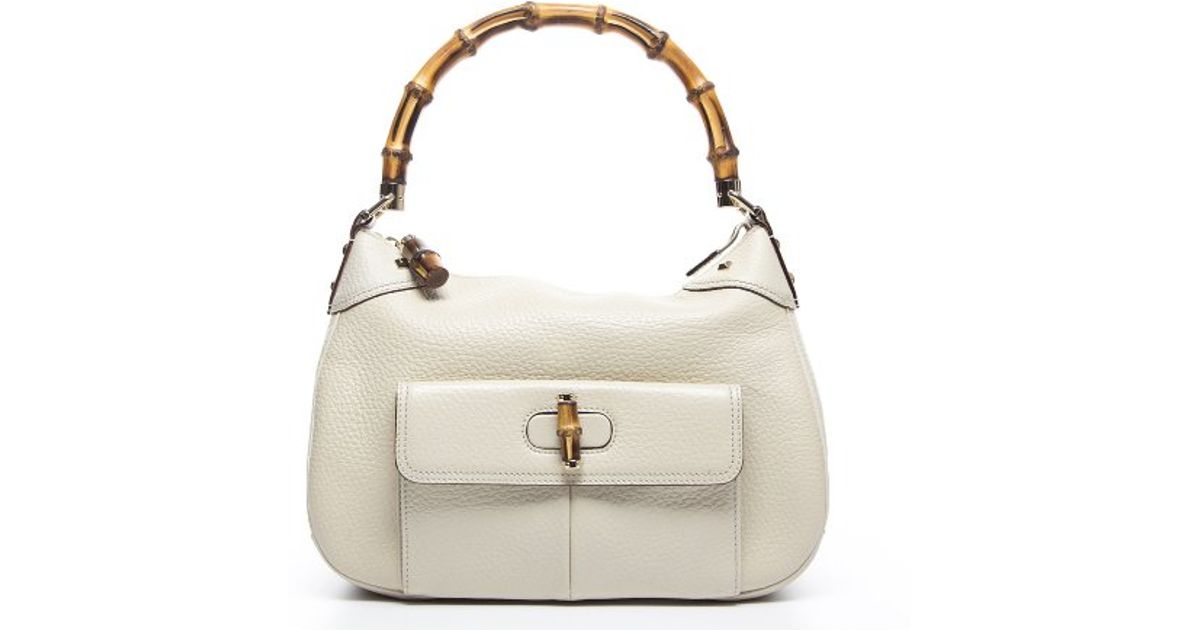 Lyst Gucci Bamboo Handle Medium Hobo Bag In White