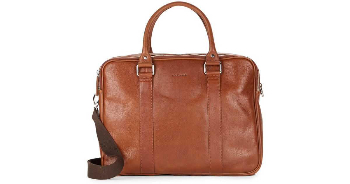 Lyst Cole Haan Soft Leather Briefcase In Brown For Men