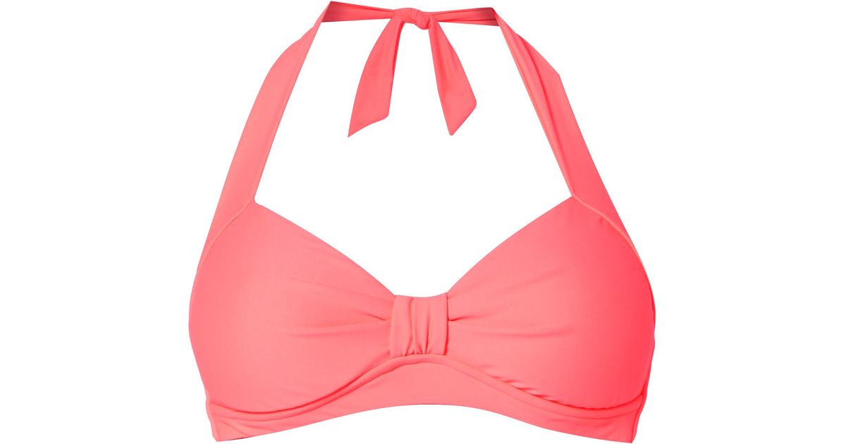 Seafolly Dd Cup Halter Bikini Top in Pink (Hot Pink) Lyst