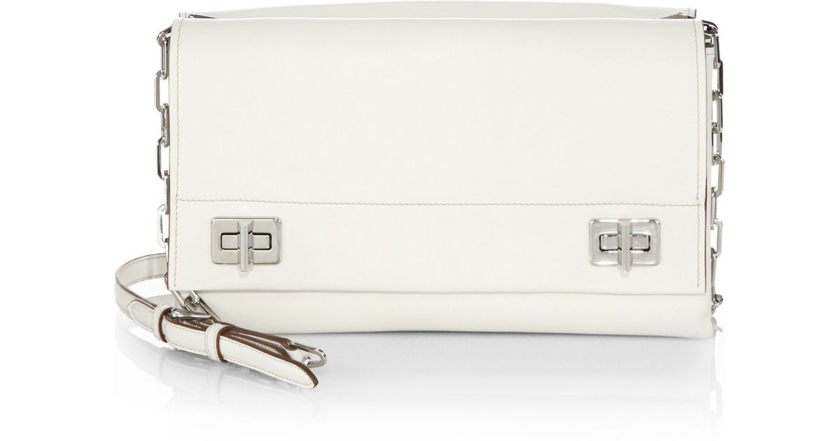 Prada Lux Calf Double Shoulder Bag in White (BIANCO-WHITE) | Lyst  
