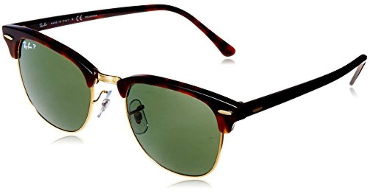Lyst RayBan Clubmaster Polarized Square Sunglasses, Red Havana, 50
