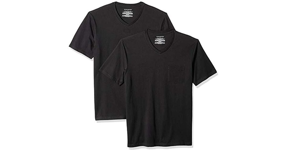 Amazon Essentials 2-pack Slim-fit V-neck Pocket T-shirt, Black, Small ...