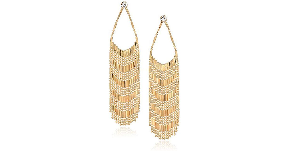 Lyst Guess S Long Fringe Chandelier Earrings In Metallic