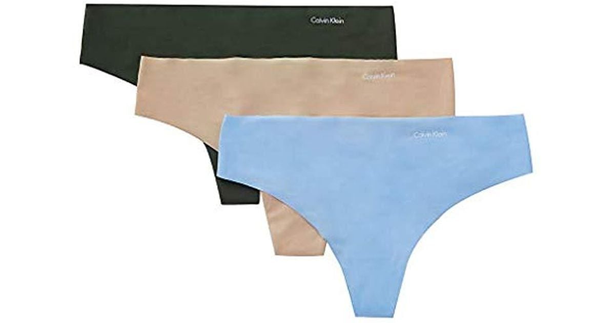 Calvin Klein Invisibles No Panty Line Thong Multipack in Blue - Lyst