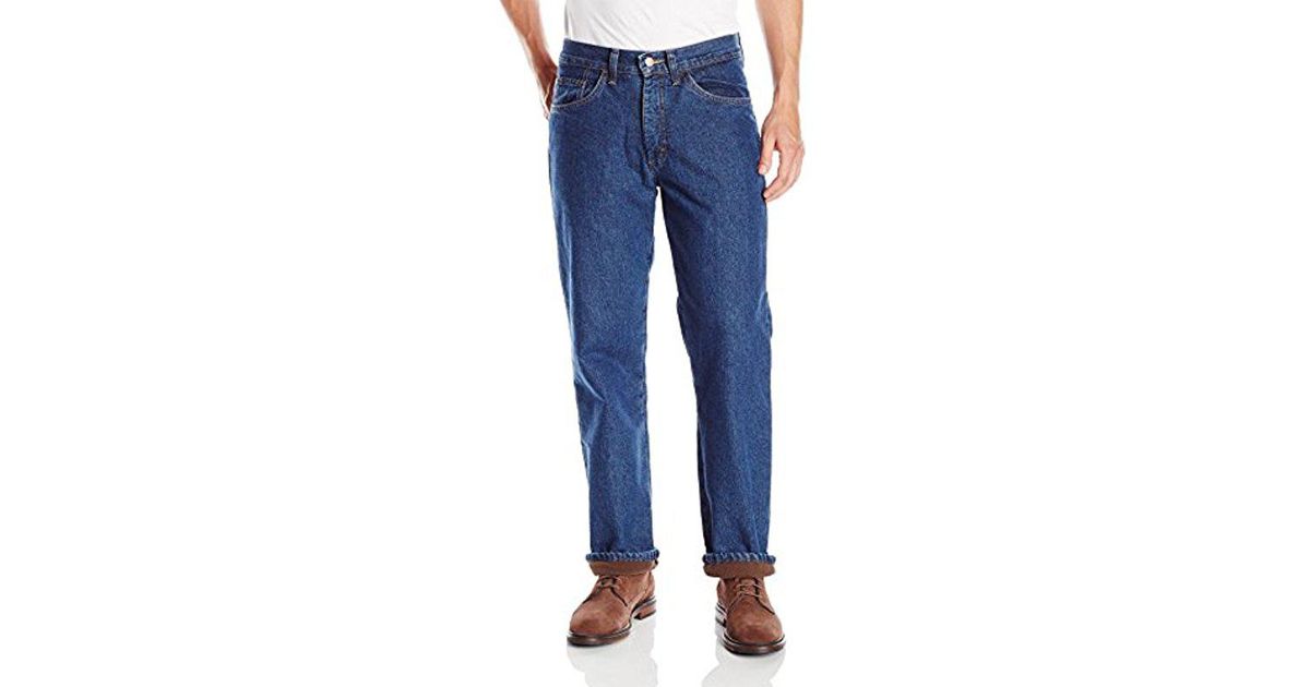 Lee Jeans Fce And Flannel Lined Relaxed Fit Straight Leg Jeans In Blue For Men Save 5 Lyst