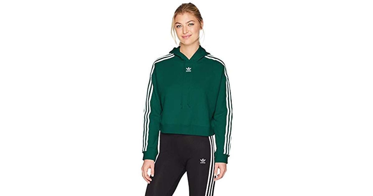 adidas originals hoodie with collegiate crest in green fleece