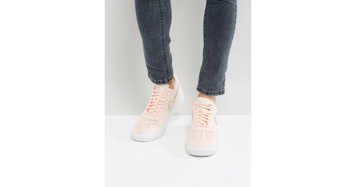 Nike Air Force 1 Ultra Flyknit Low Trainers In Pink 817419 601 for men Nike Air Force 1 Ultra Flyknit Low Trainers In Pink 817419 601 for men