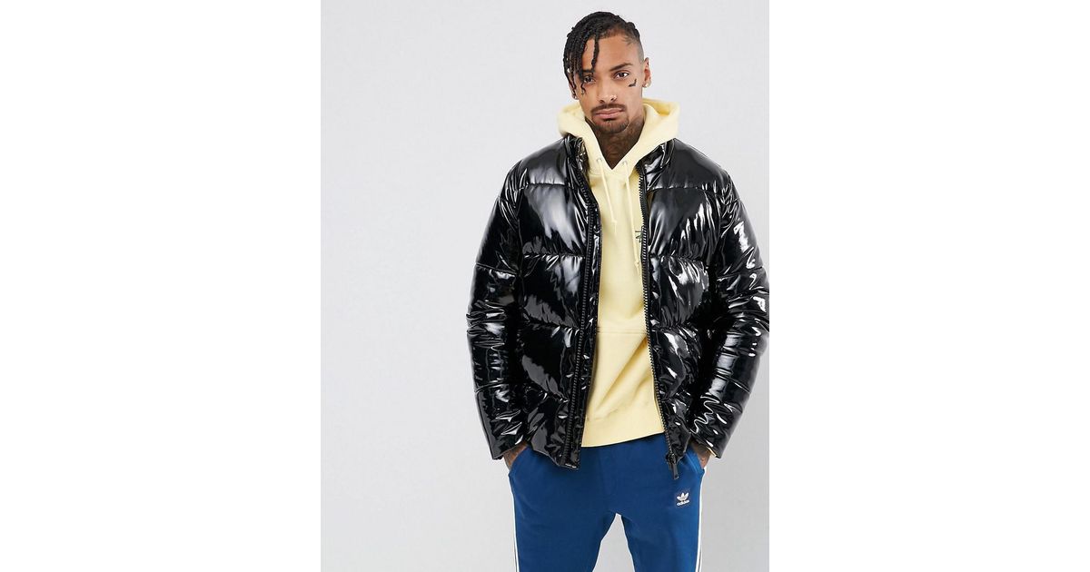 Vinyl puffer jacket