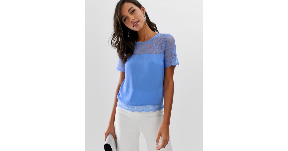 Lyst Lipsy Lace Top In Cornflower Blue