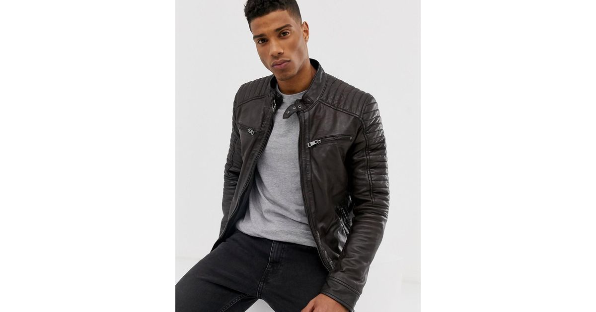 Barney S Originals Brown Barneys Real Leather 4 Pocket Biker Jacket For Men Lyst