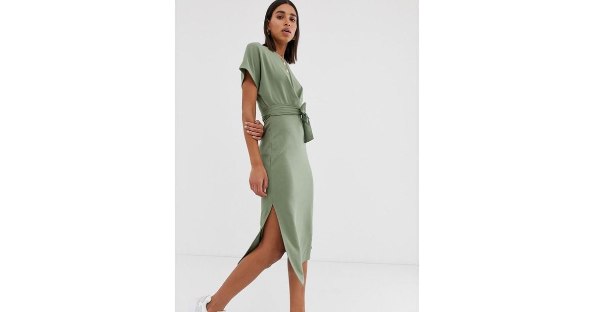 bershka green cut out dress