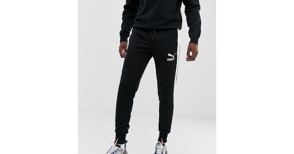 puma archive t7 joggers in black