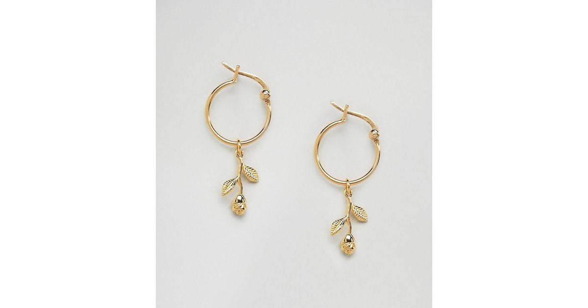 Lyst Asos Gold Plated Sterling Silver Rose Charm Hoop Earrings In Lyst Asos Gold Plated Sterling Silver Rose Charm Hoop Earrings In Metallic