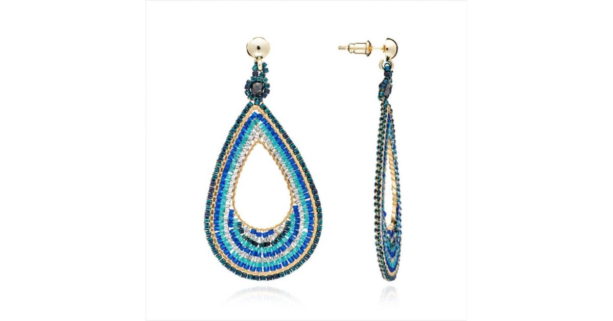 Azuni London Silk Large Teardrop Earrings in Blue - Lyst