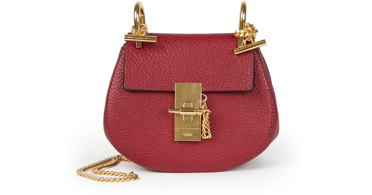 Chlo Drew Nano Leather Cross-Body Bag in Purple (wine purple) | Lyst